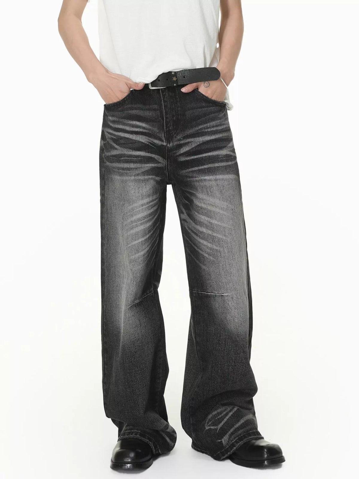 Wide Leg Washed Jeans by DashingTogs