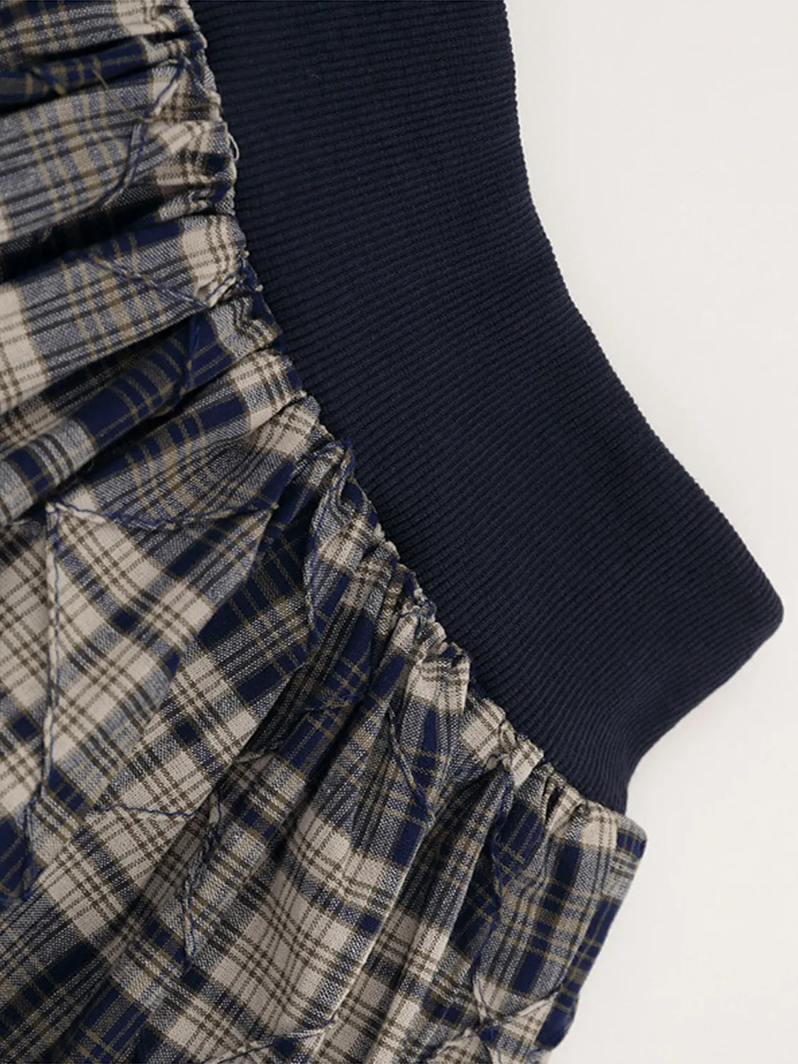 Drawstring Plaid Skort in Black