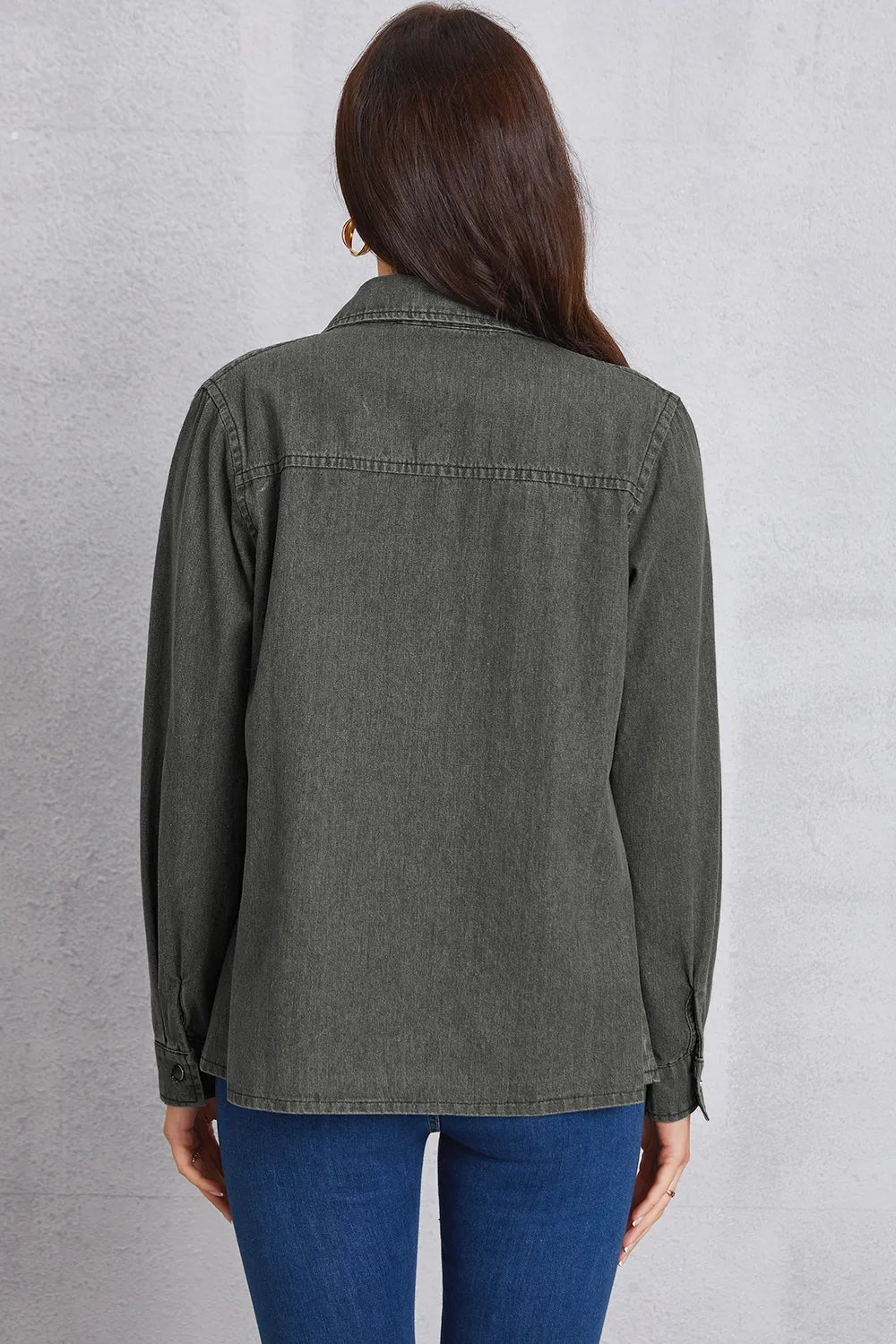 Collared Denim Top in Dark Gray by Y.Y@Denim