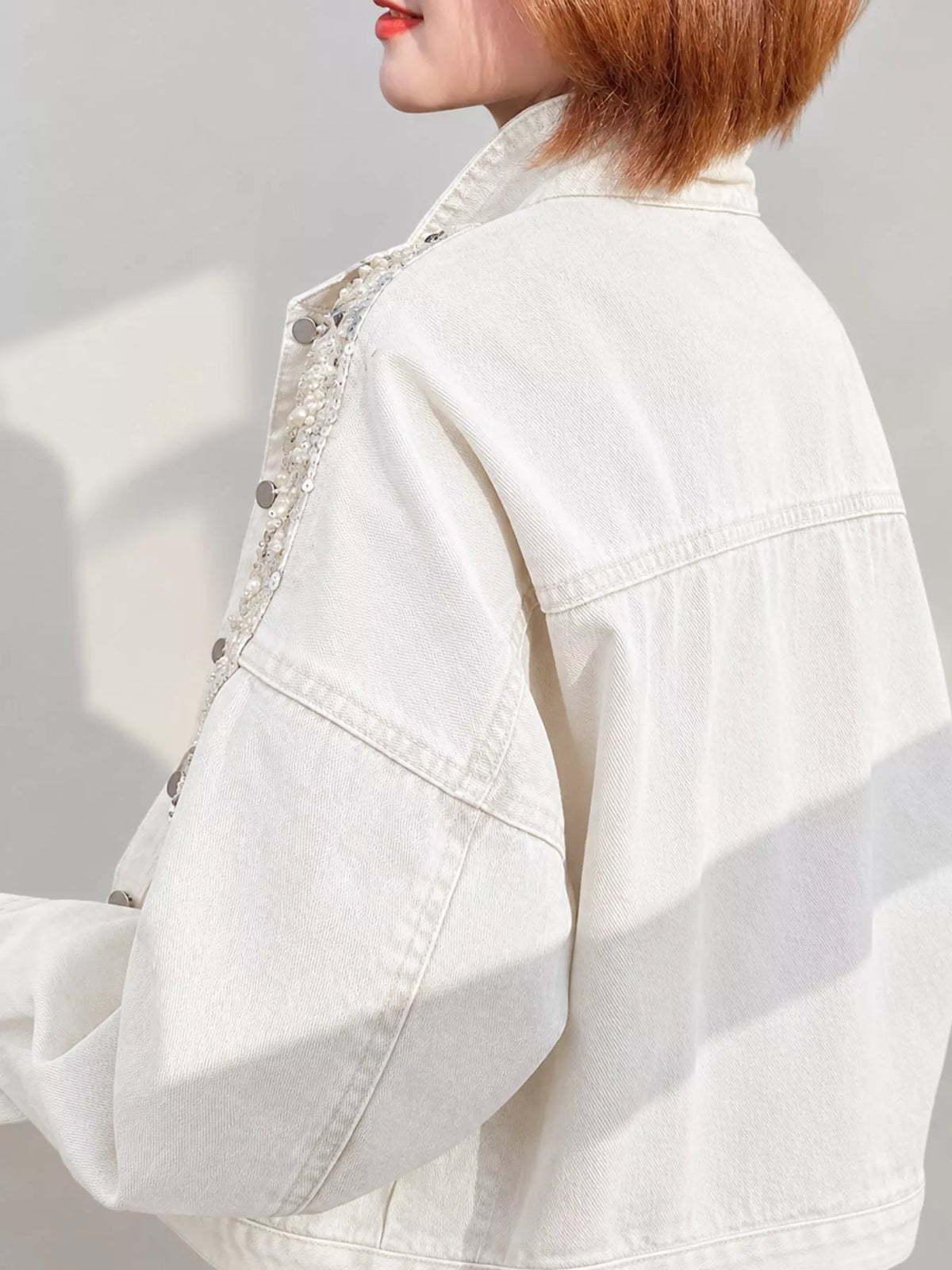 Rhinestone Snowflake Embellished Denim Jacket