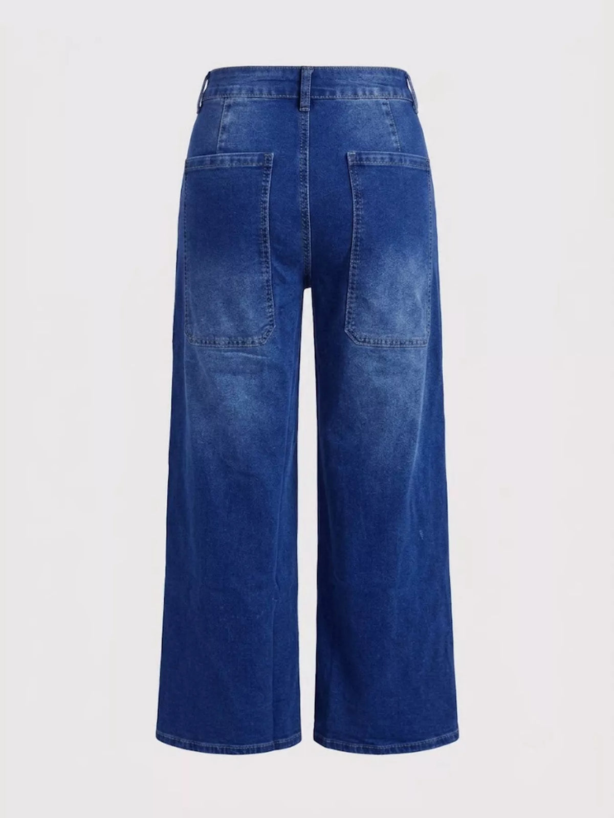High-Waisted Wide Leg Jeans in Peacock Blue in Peacock  Blue