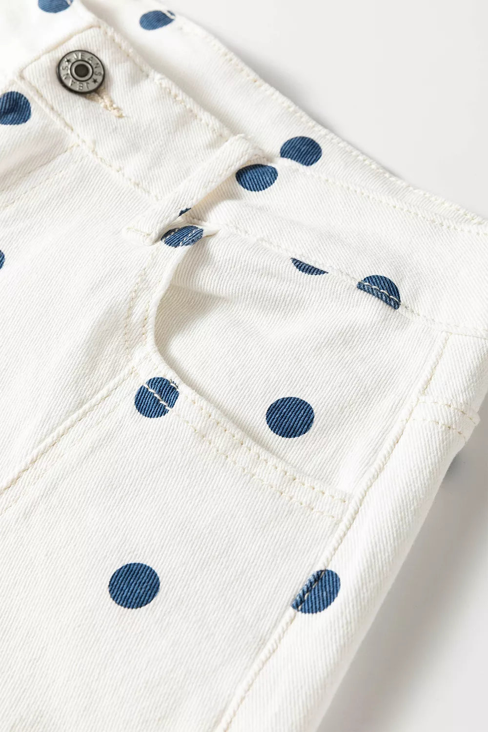 Polka Dot Wide-Leg Jeans in Light Blue