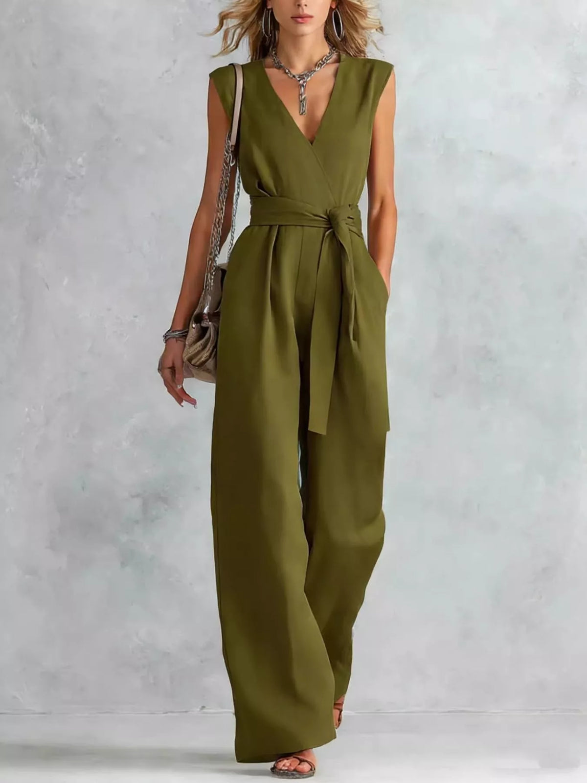 Tied Sleeveless Wide Leg Jumpsuit