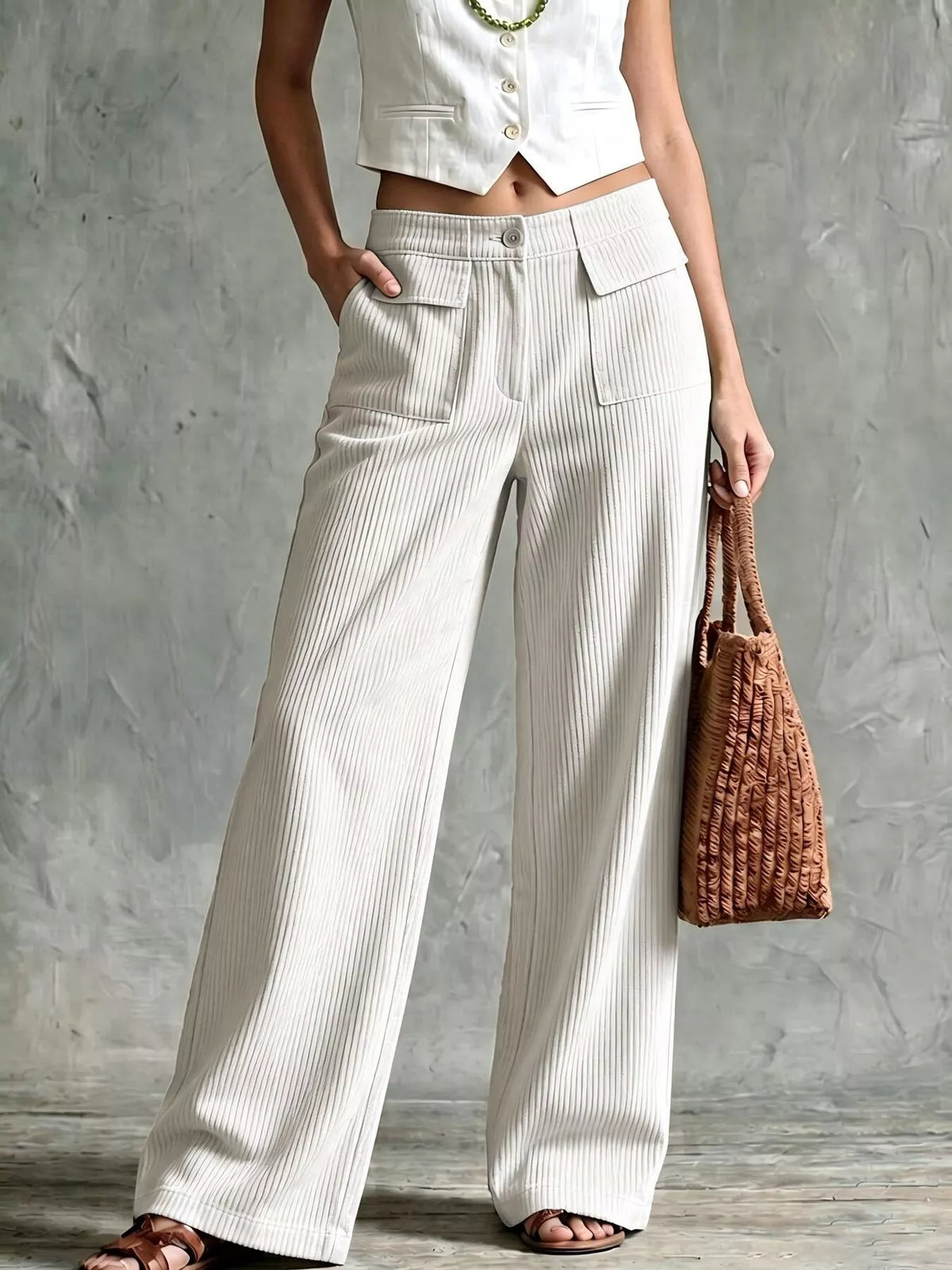 Wide-Leg Corduroy Pants