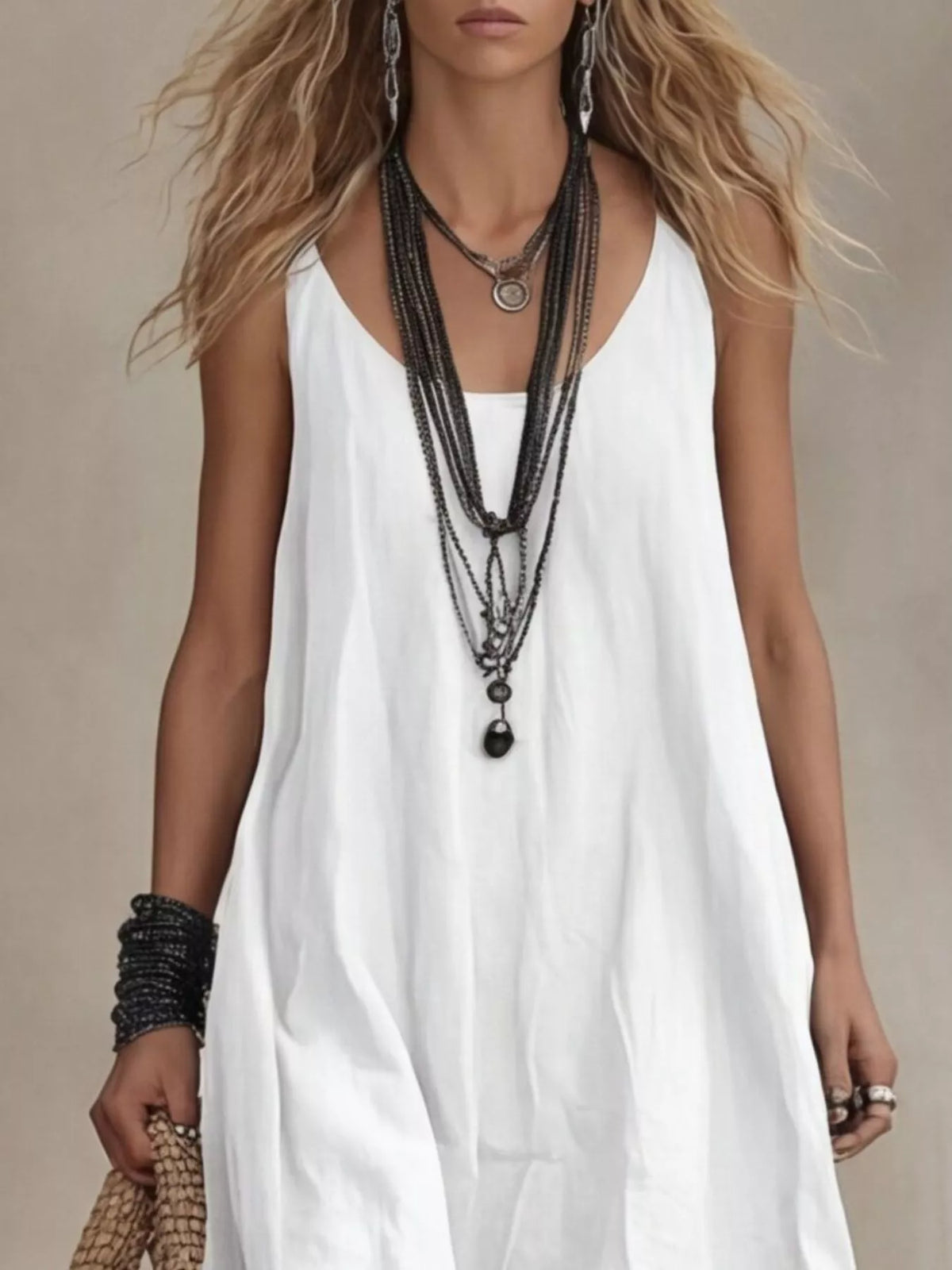 Scoop Neck Sleeveless Maxi Dress