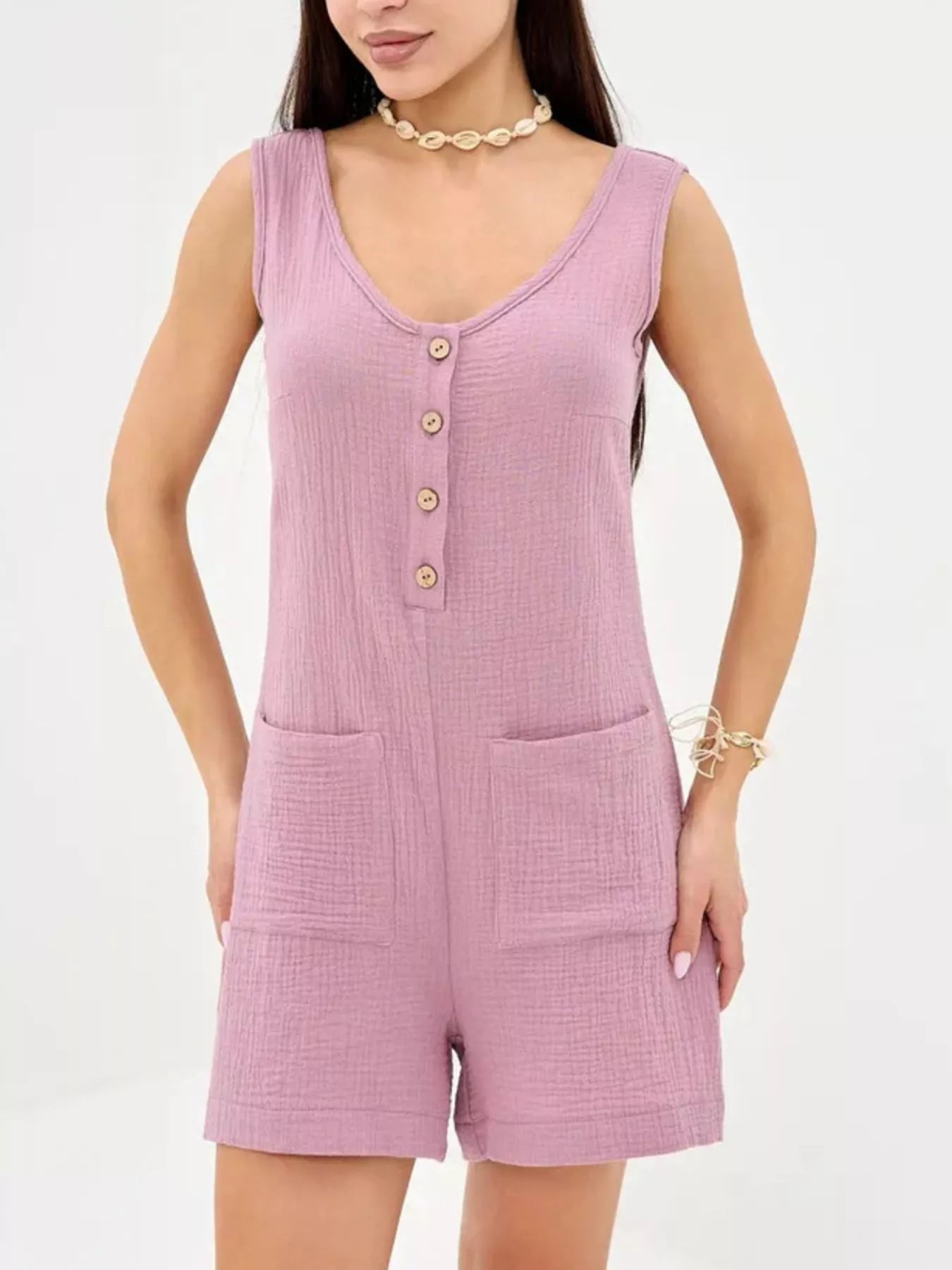 Button-Down Sleeveless Romper