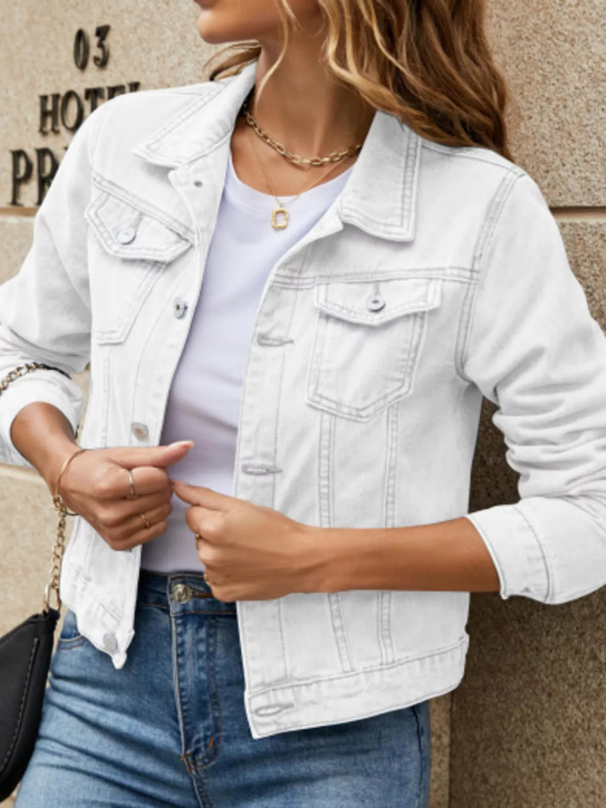 Slim-Fit Button-Up Denim Jacket by Dreamy Drapes