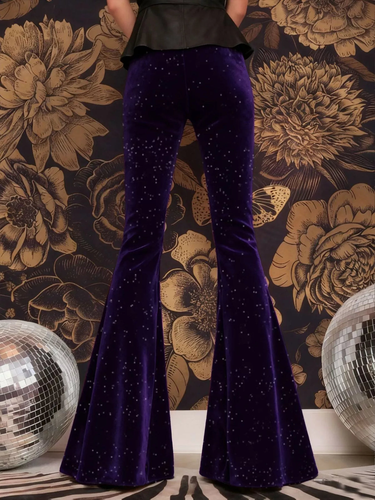 High-Waisted Velvet Flared Pants