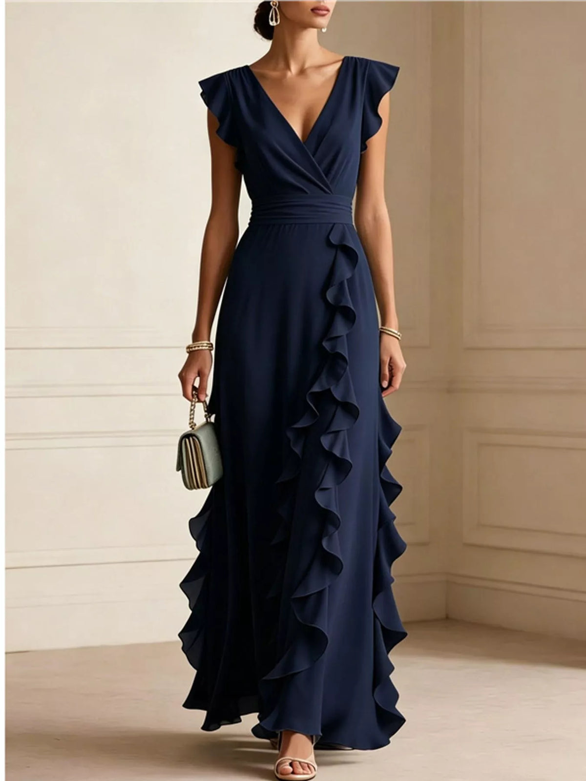 Ruffled Surplice Maxi Dress