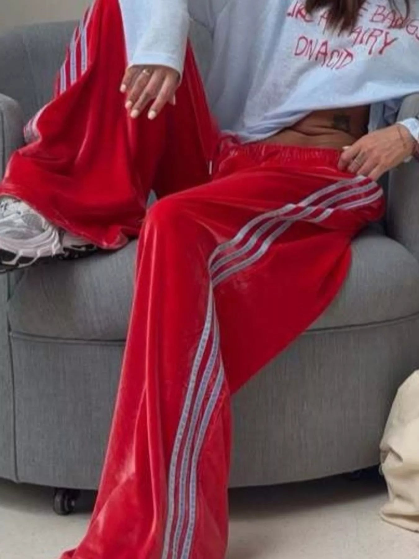 Velvet Wide-Leg Drawstring Pants
