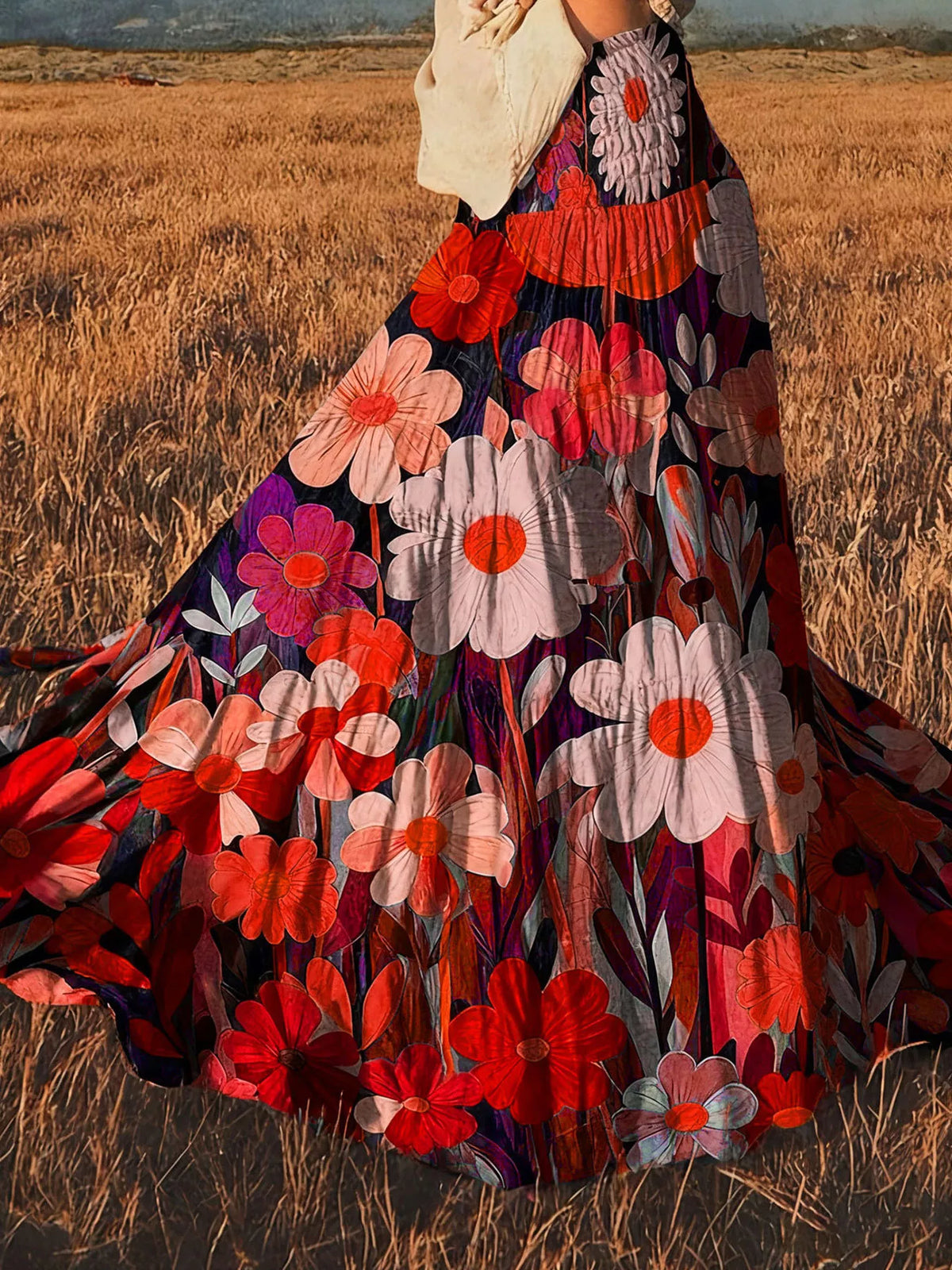 Floral Tiered High-Waisted Maxi Skirt