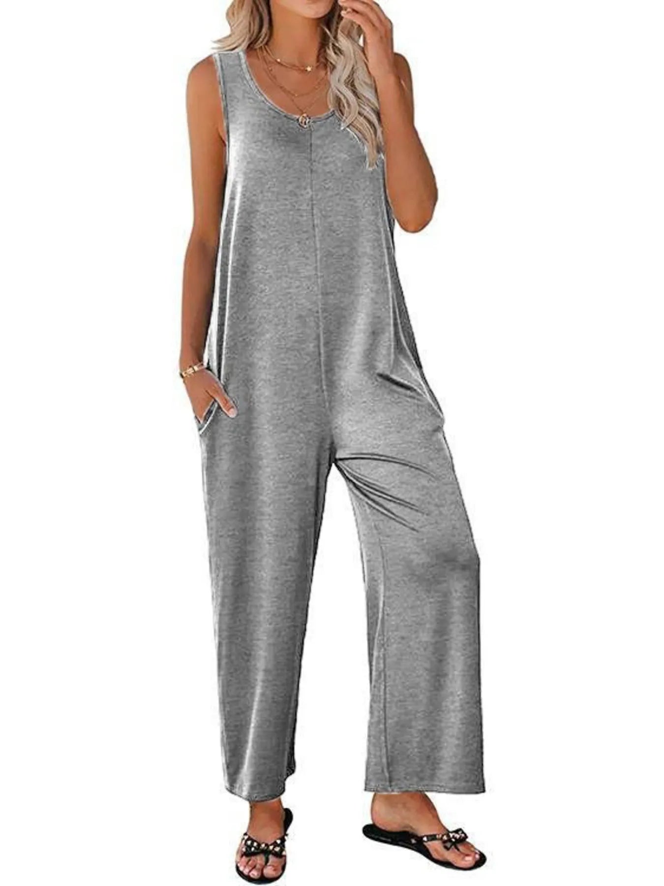 Sleeveless Wide Leg Jumpsuit