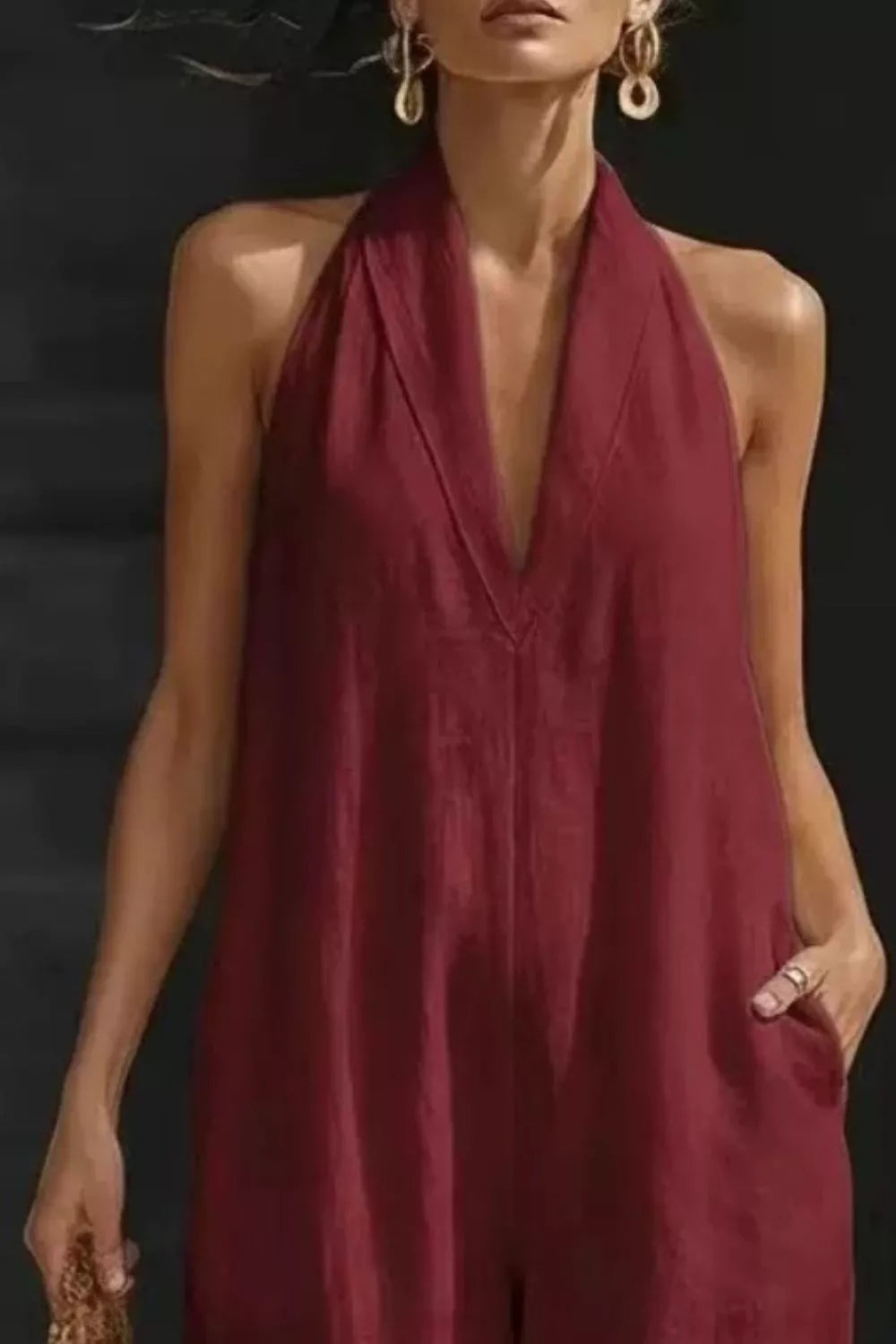 Sleeveless Wide Leg Jumpsuit with Pockets
