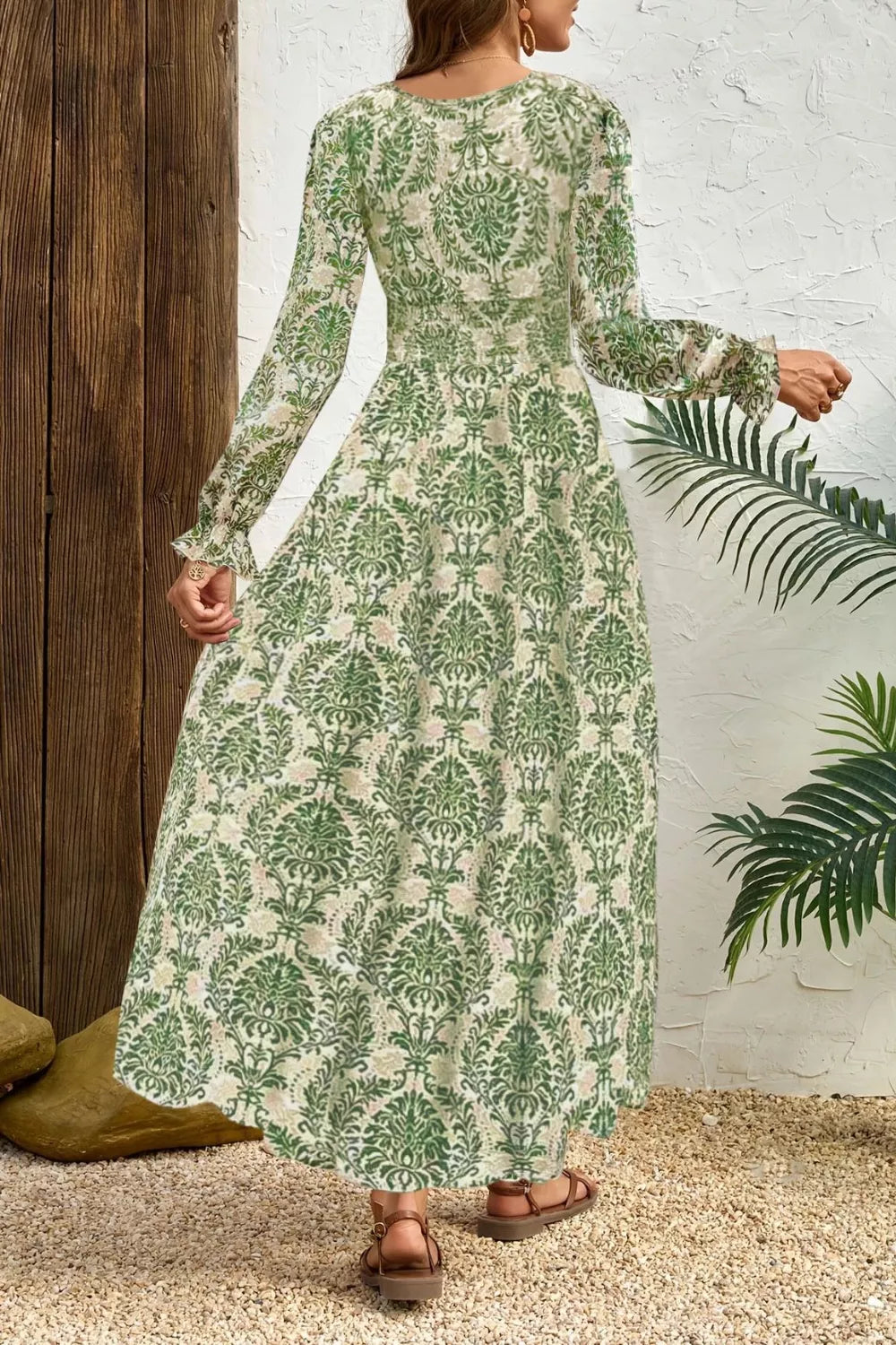 Long Sleeve V-Neck Maxi Dress