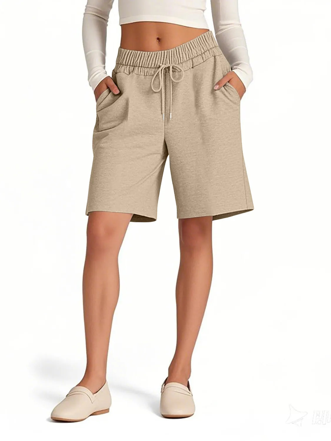 Rayon Drawstring Shorts with Pockets