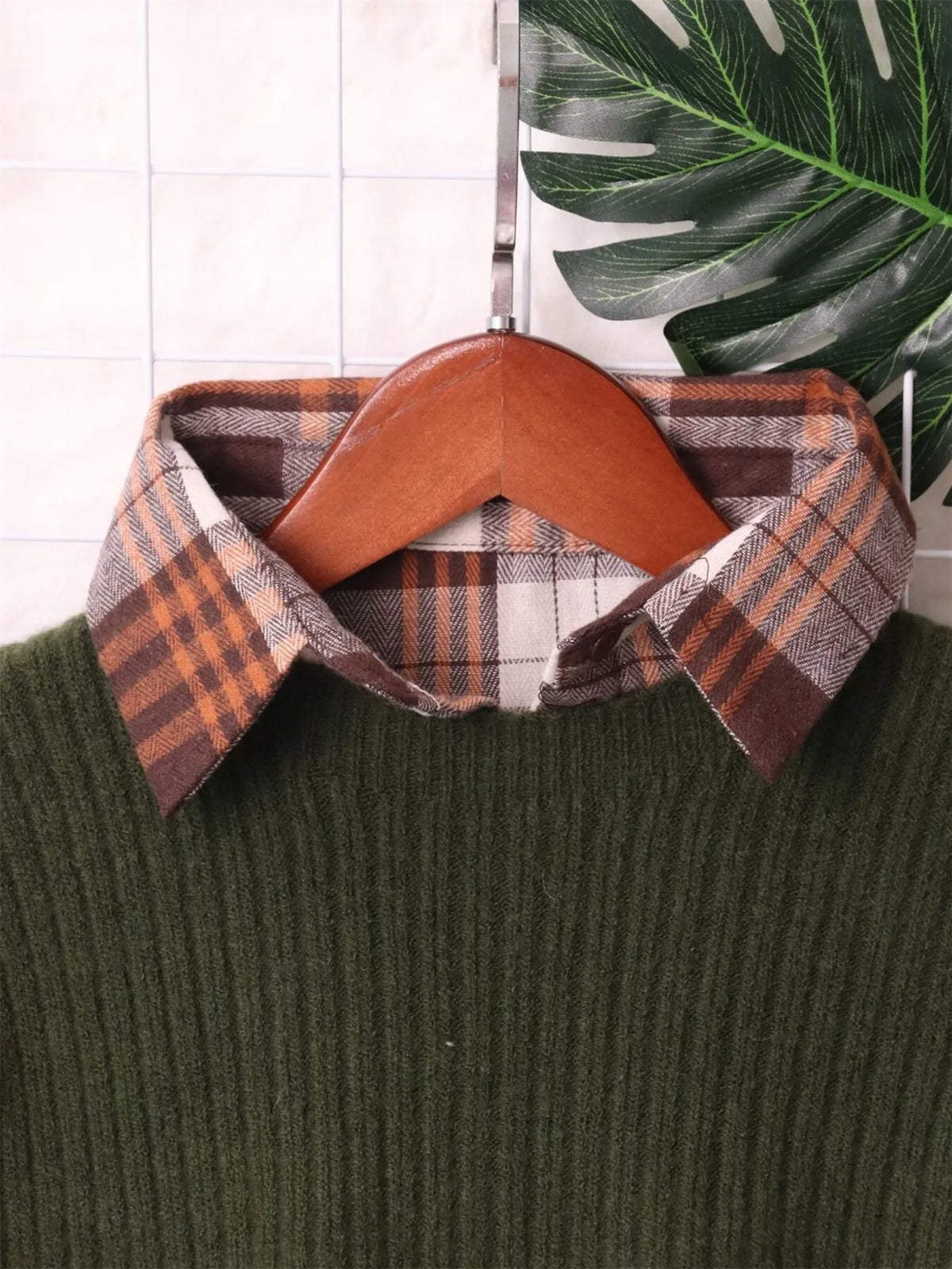 Plaid Long Sleeve Belted Sweater Dress