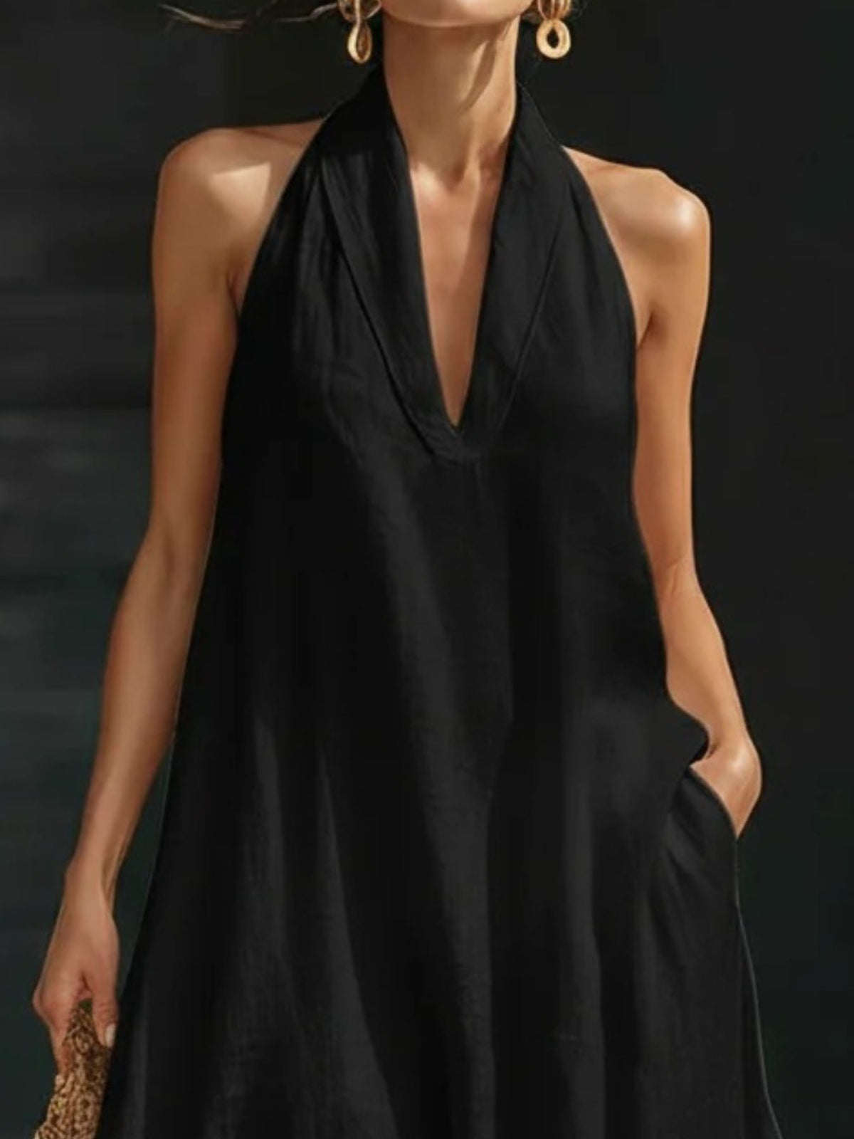 Halter Neck Pocketed Maxi Dress