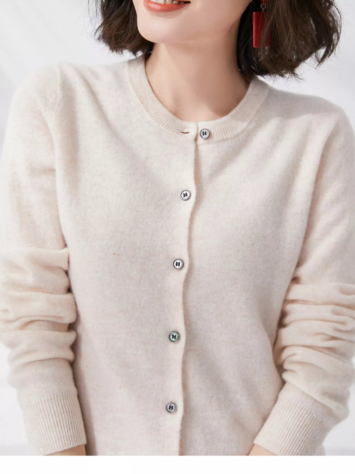 Crew Neck Button-Down Cardigan