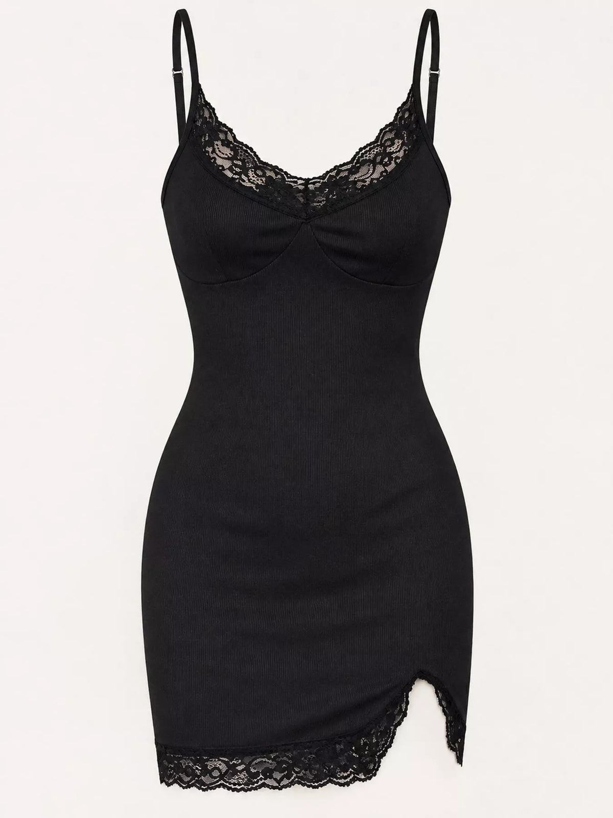 Lace Detail Mini Dress in Black