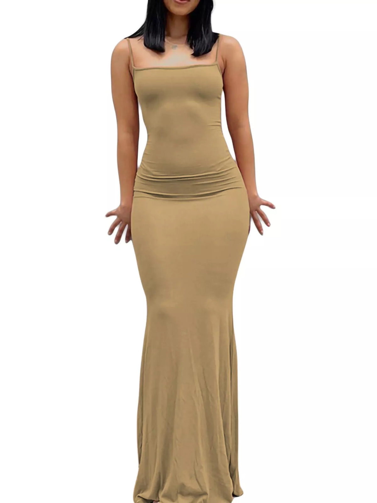 Backless Bodycon Spaghetti Strap Maxi Dress