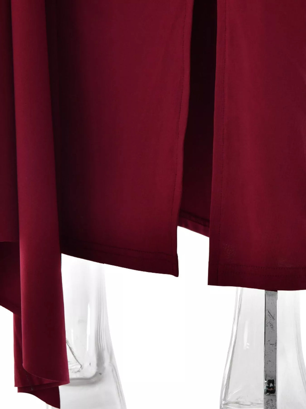 One-Shoulder Ruched Maxi Dress in Wine Red
