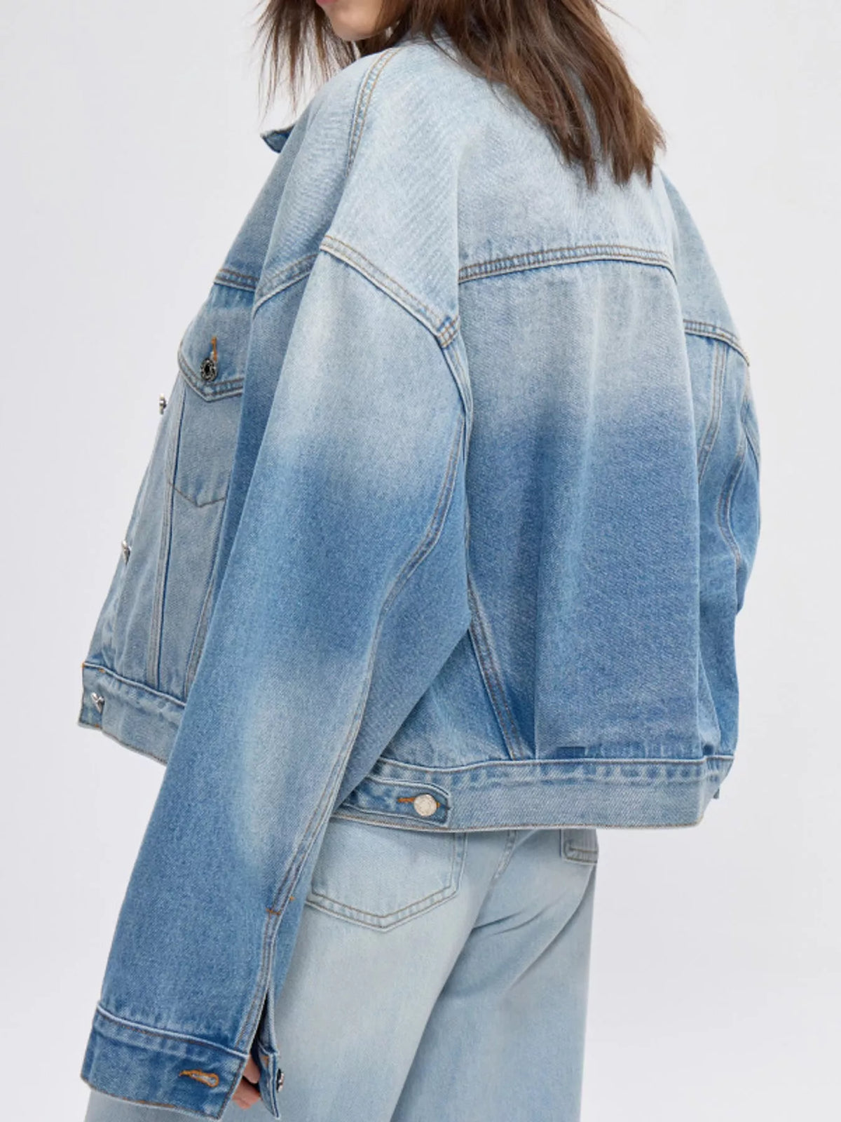 Blue Oversized Dropped Shoulder Denim Jacket