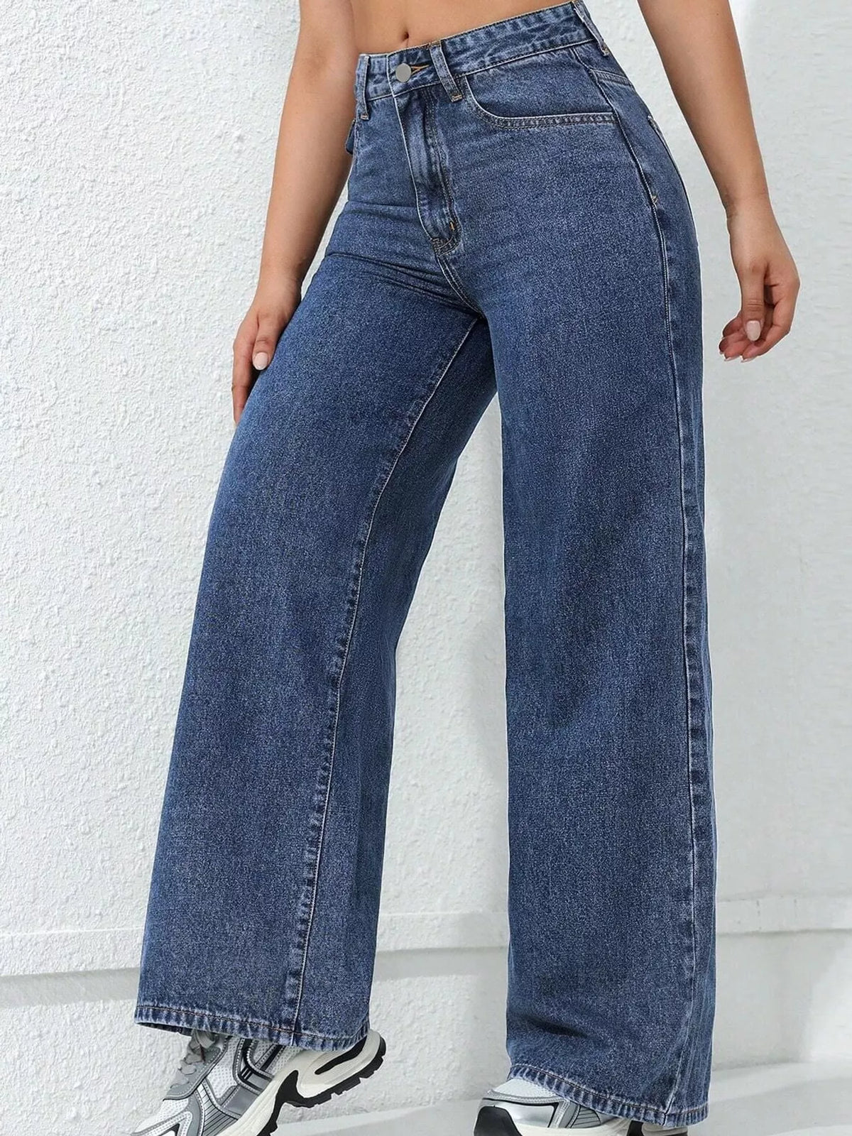 High-Waisted Wide Leg Jeans with Pockets