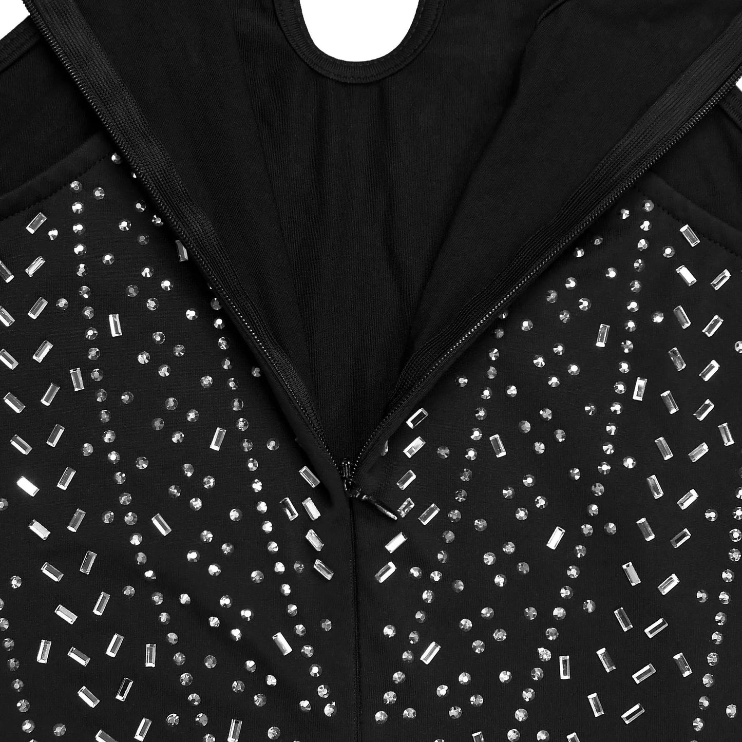 Sparkling Rhinestone Cutout Jumpsuit in Black