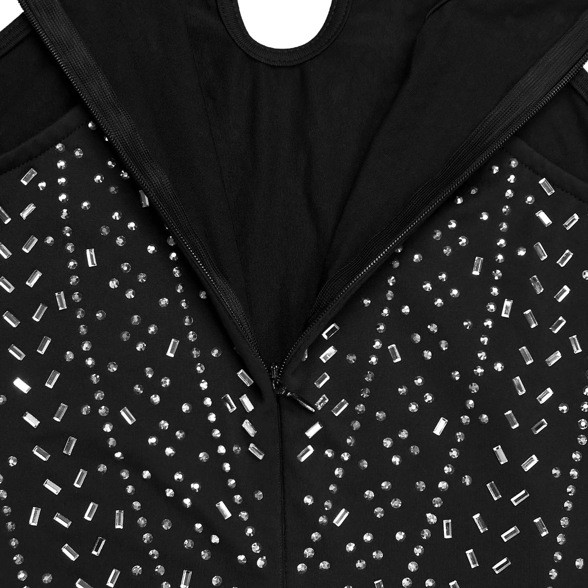 Sparkling Rhinestone Cutout Jumpsuit in Black