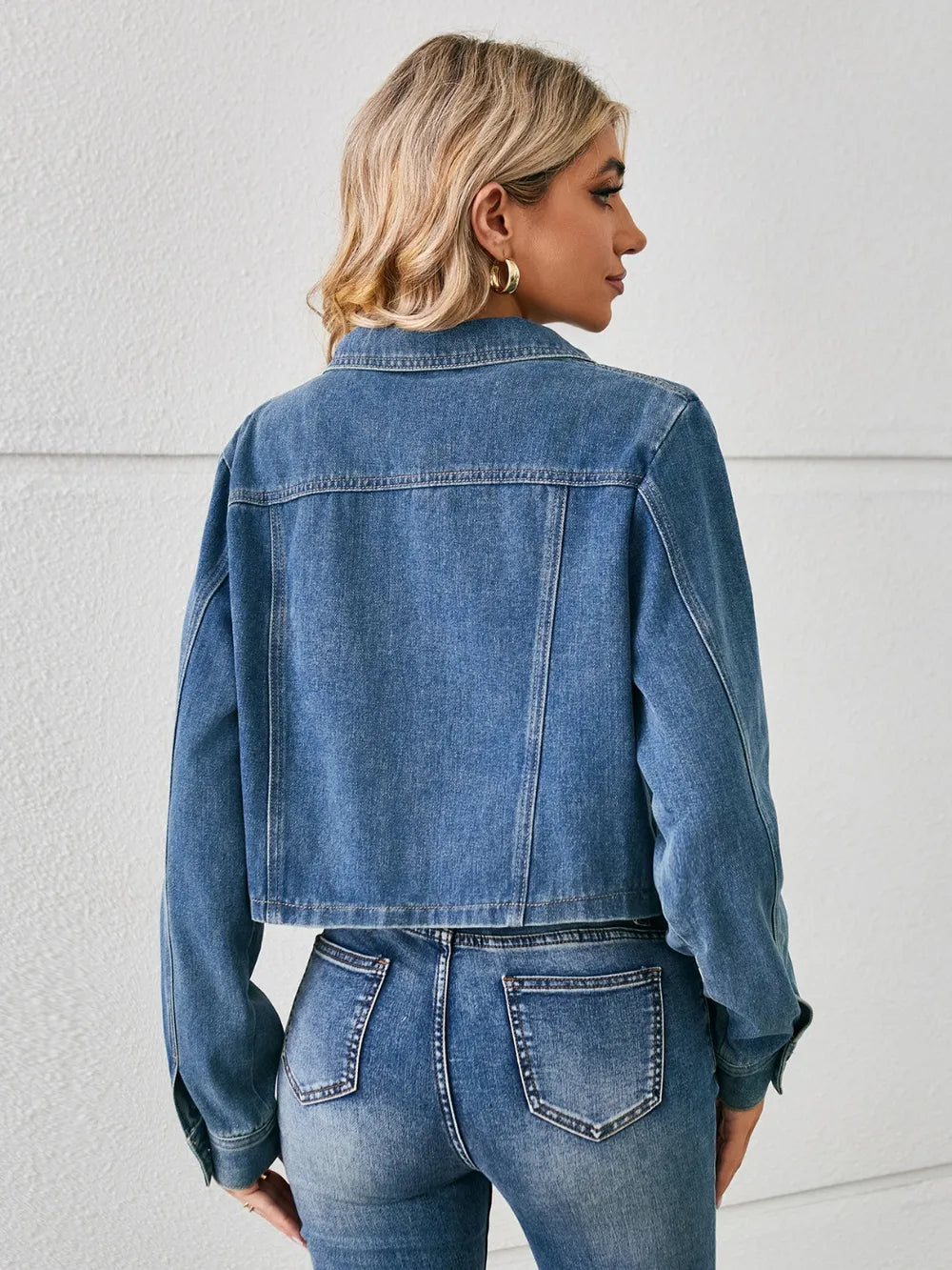 Long Sleeve Button-Up Denim Jacket by Manny