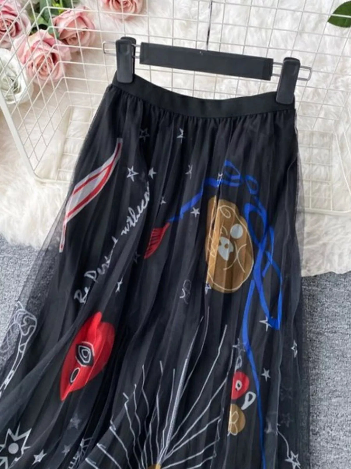Layered Printed Tulle Skirt
