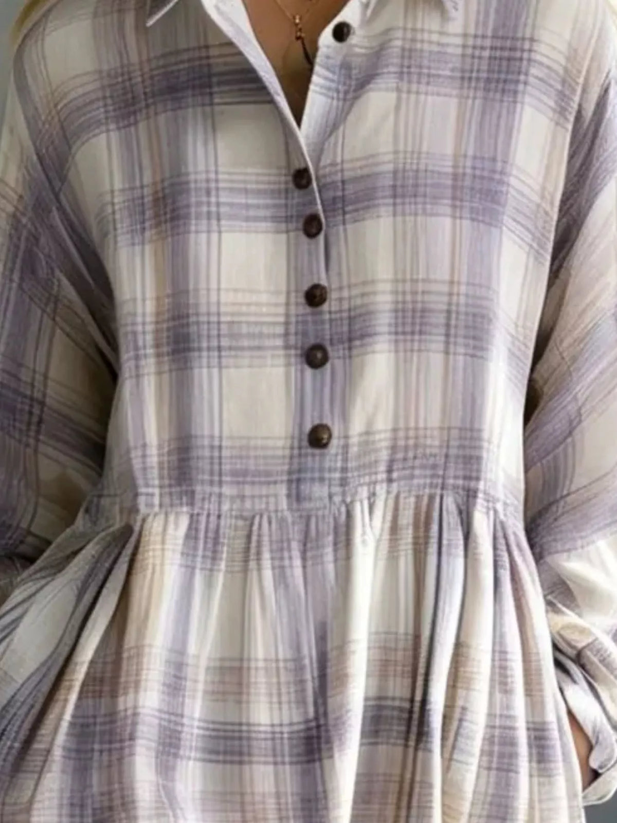Plaid Button-Down Maxi Shirt Dress