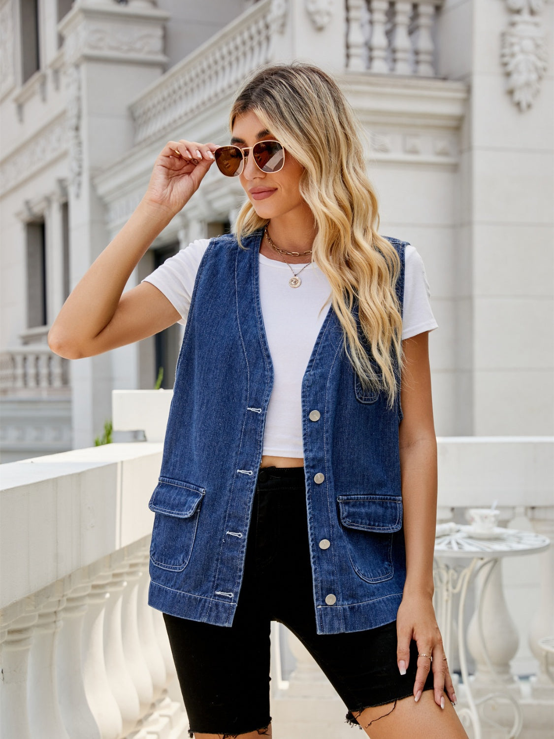 Button-Down Denim Vest in Medium by Manny