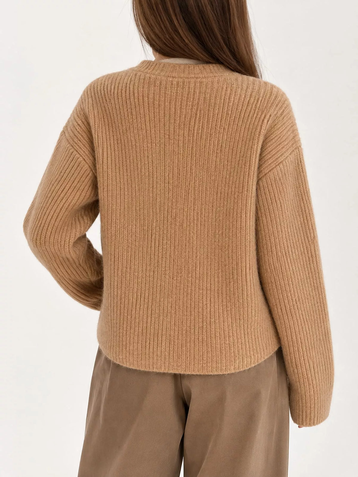 Zip-Up Dropped Shoulder Ribbed Cardigan