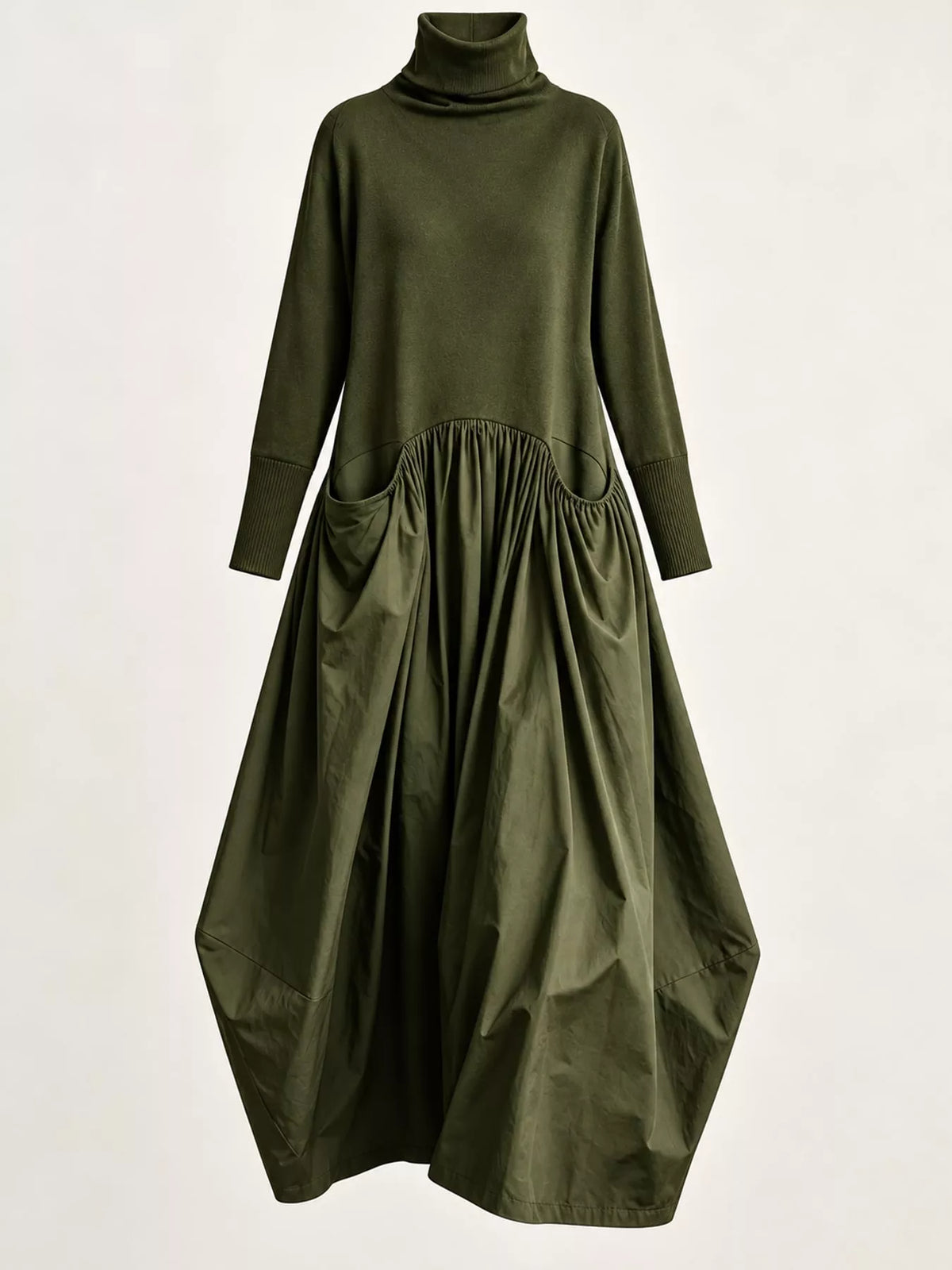 Turtleneck Long-Sleeve Maxi Dress