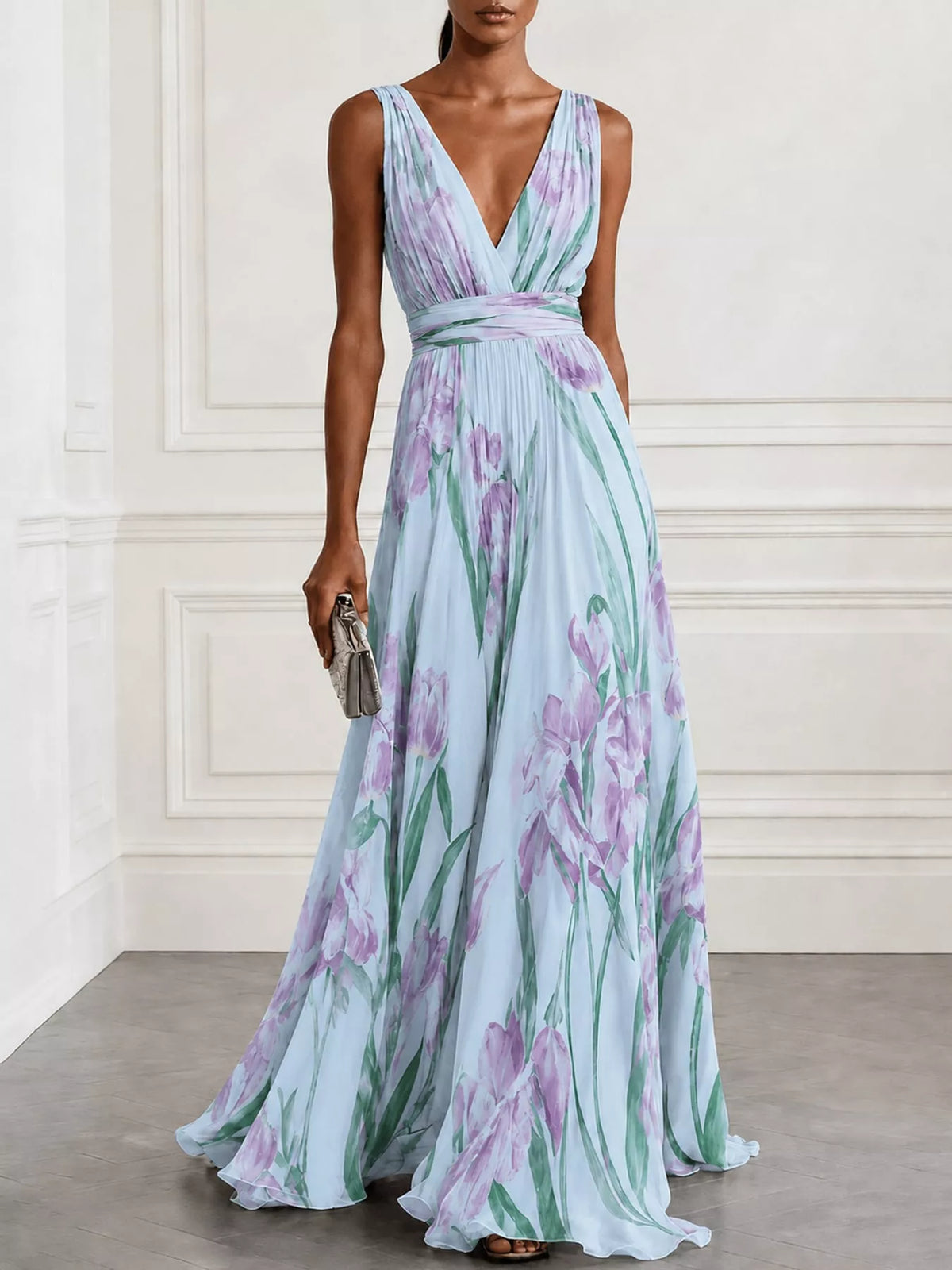 Plus Size Sleeveless Floral Maxi Dress