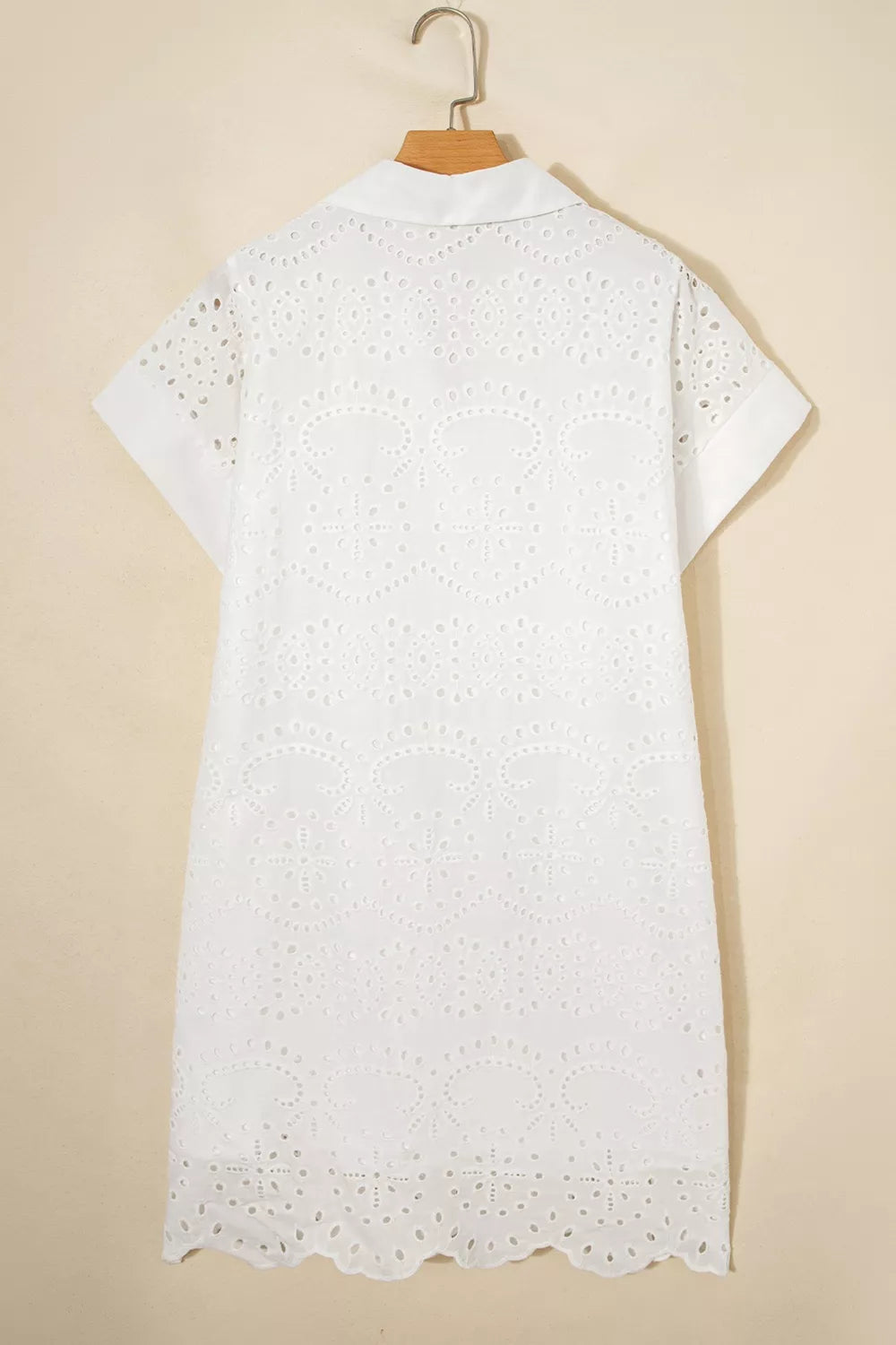 Eyelet Embroidered T-Shirt Mini Dress in White