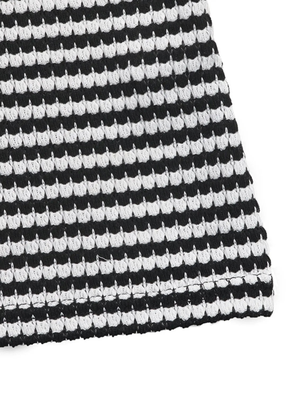 Twisted Front Striped Romper in Black