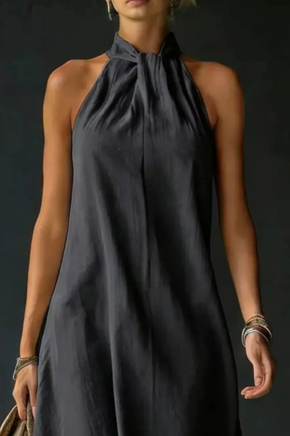 Halter Neck Sleeveless Maxi Dress with Slit