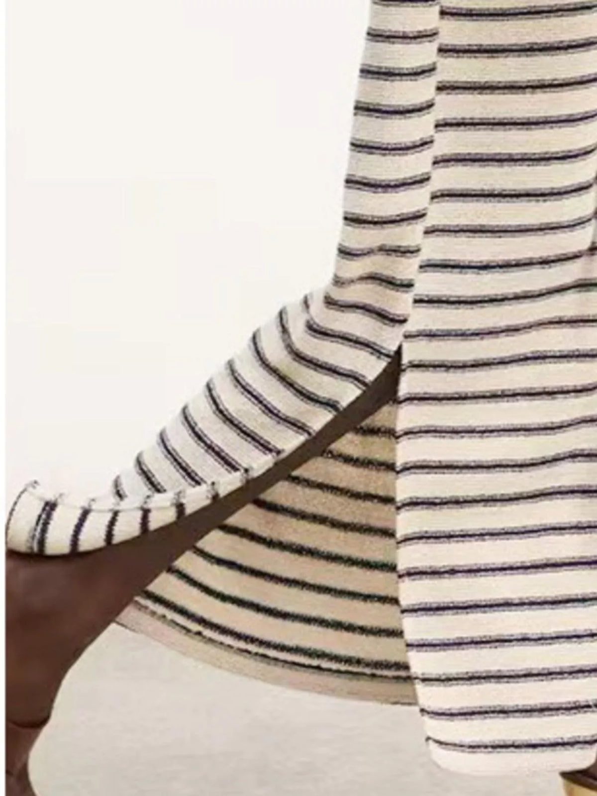 Striped Slit Short-Sleeve Maxi Dress