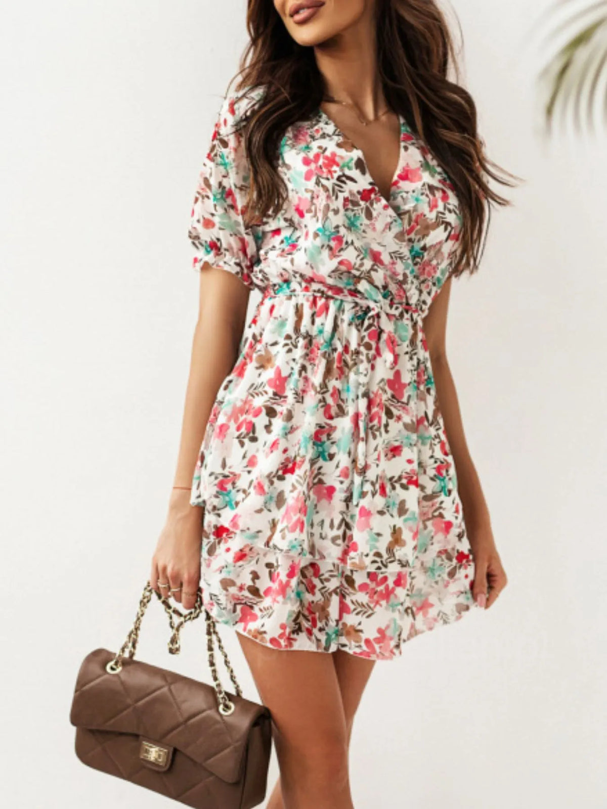 Layered Mini Dress with Ruffle Hem in Small Floral