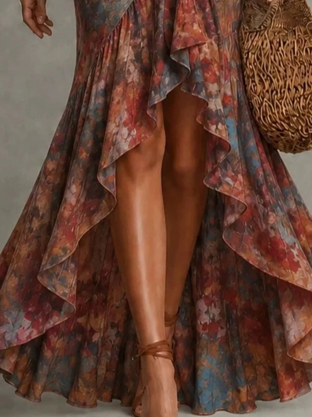 High-Low Ruffled Maxi Dress