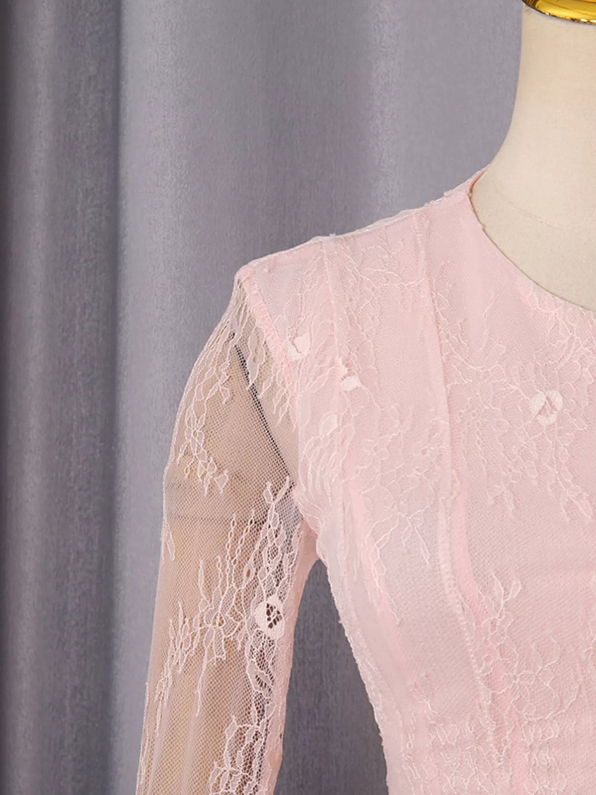 Lace Flare Sleeve Mini Dress in Pink