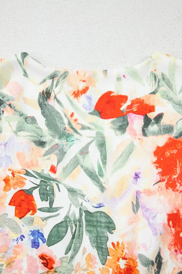 Floral V-Neck Mini Dress with Ruffle Sleeves