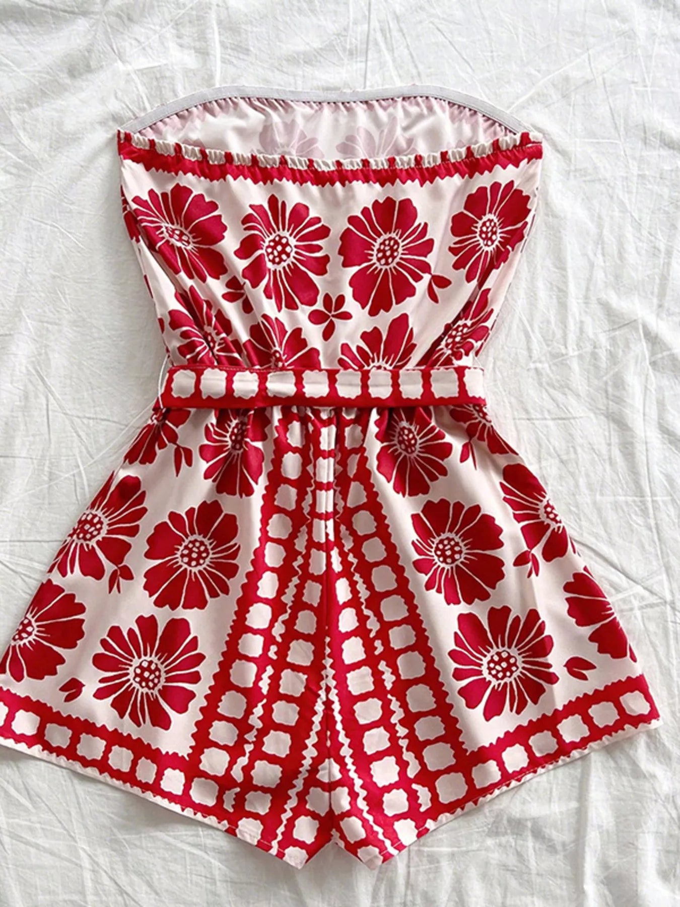 Strapless Tie-Waist Romper