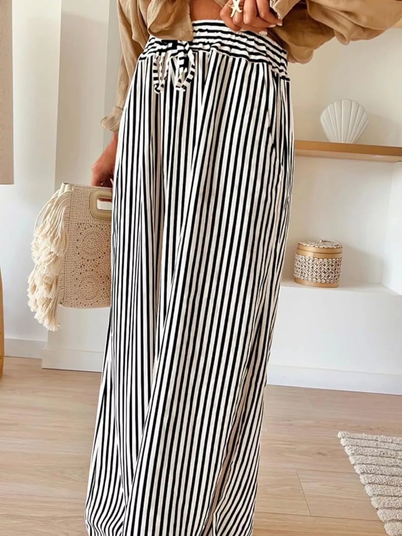 Striped Wide-Leg Pants