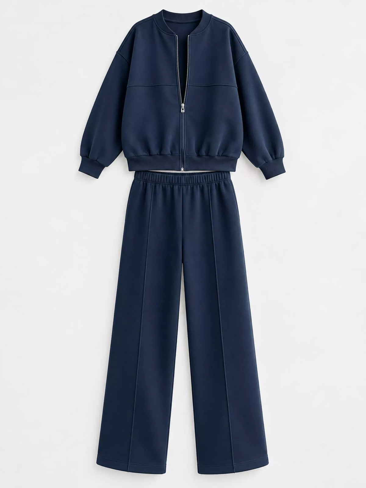 Zip-Up Jacket and Wide-Leg Sweatpants Set