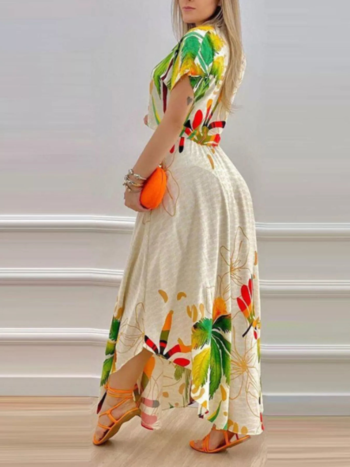 Tropical Floral Button-Up Crop Top & Maxi Skirt Set