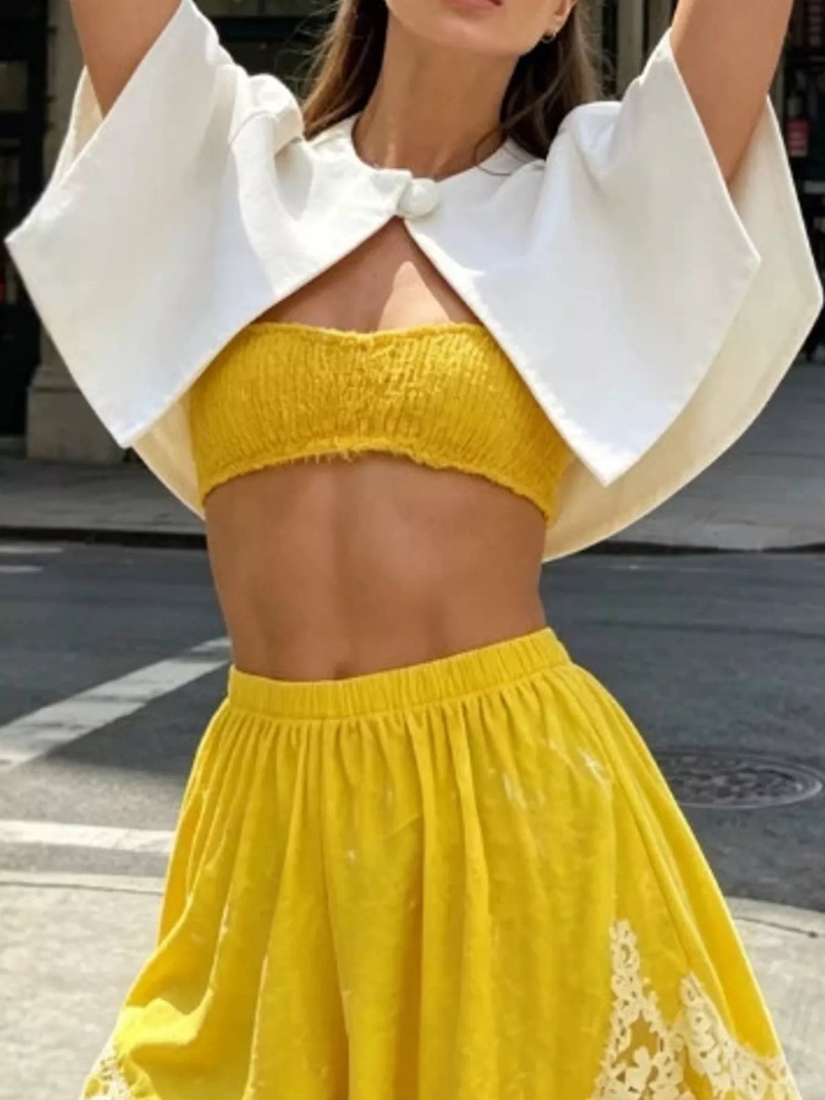 Single-Button Cropped Cape