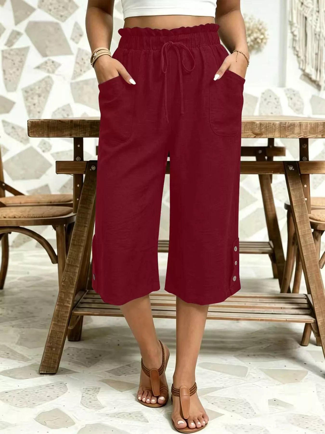 Paperbag Waist Drawstring Capris
